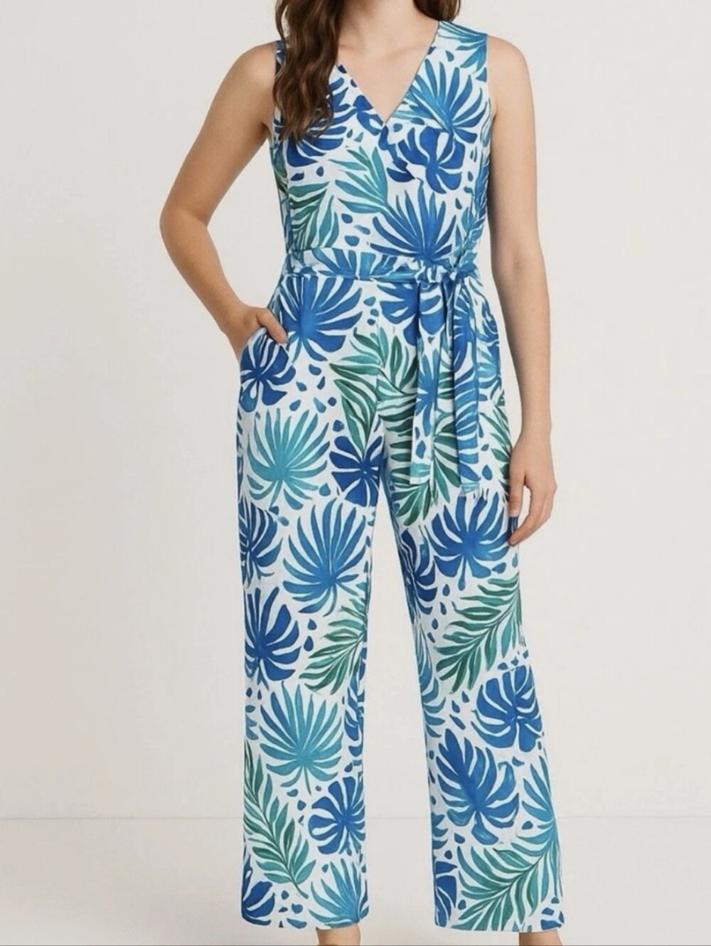 NEW Nicole Miller New YorkTropical Wide Leg Jumpsuit Size 10